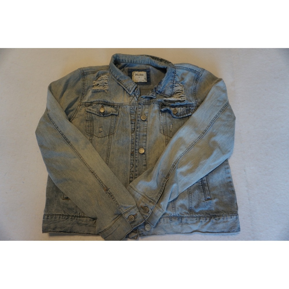 Mudd Womens Light Wash Distressed Denim Jacket Blue Jean XL KC.688